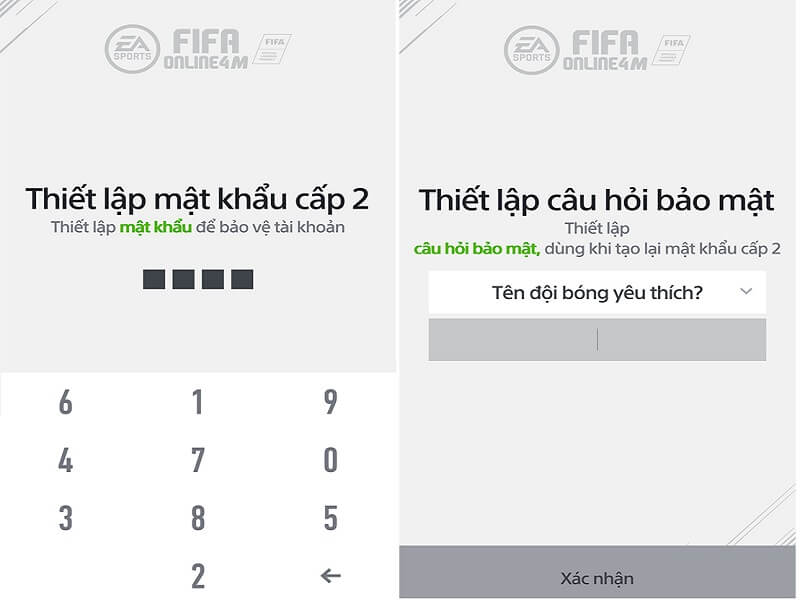 Hướng dẫn chơi FIFA Online 4 Android đơn giản, hiệu quả 8 Thiết lập mật khẩu cấp 2 để bảo vệ tài khoản