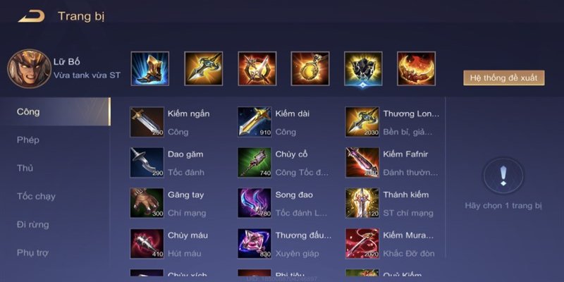 Cách Chơi Tướng Lữ Bố Liên Quân Mobile Mạnh Nhất Mùa Này 4 Bộ trang bị Lữ Bố được nhiều cao thủ sử dụng nhất