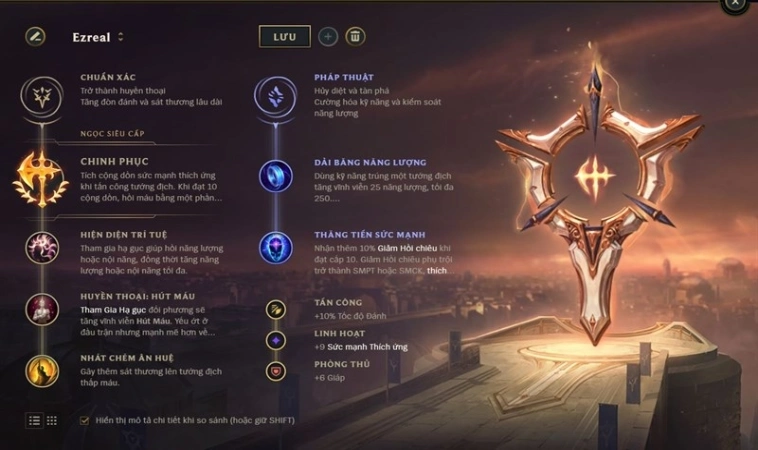 Cách Lên Đồ Ezreal Trở Thành Nhà Thám Hiểm Tài Tình 5 Bảng ngọc chi tiết cho từng vị trí của Ezreal